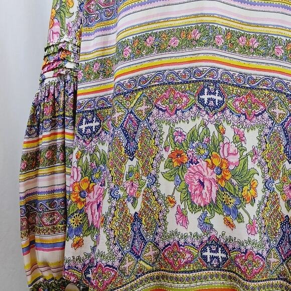 Maeve by Anthropologie SZ S Ceresco Peasant Top Multicolor BOHO Hippie Festival - Picture 4 of 7